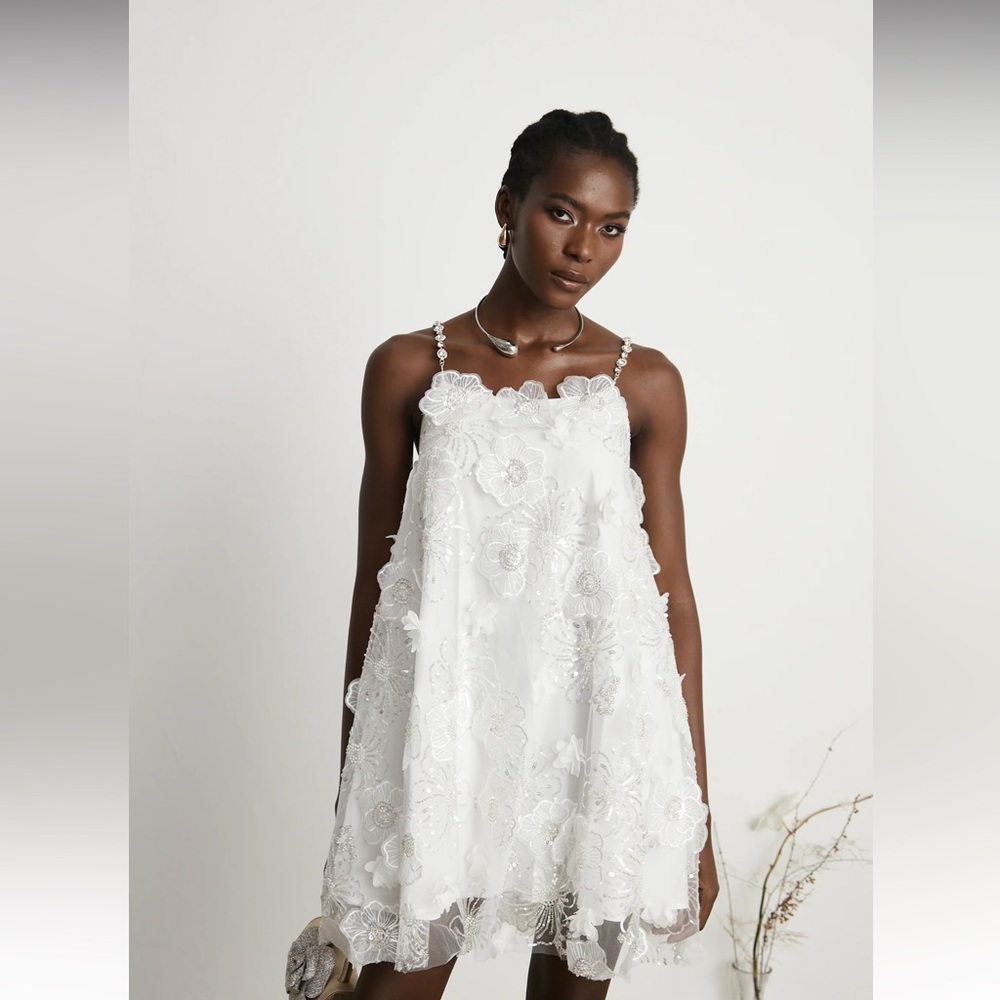 SUZETTE CRYSTAL-EMBELLISHED FLORAL MINI DRESS